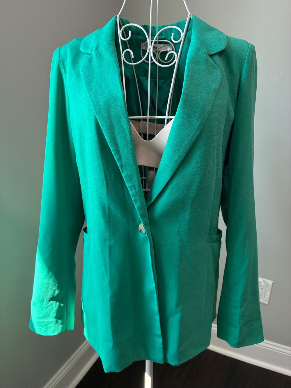 ANDREE BY UNIT Emerald Teal Single-Button Blazer